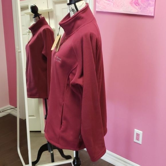 NWT ❤🤍🖤 Landway Fleece Grape Zip Up Cardigan Sweater - Picture 3 of 13